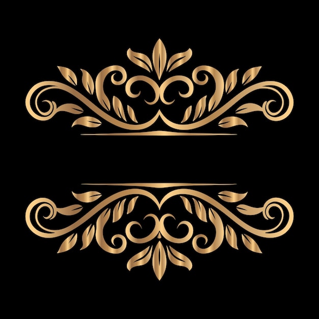 Conjunto vectorial de marcos vintage de oro Elemento elegante para el diseño en estilo oriental Lugar para texto Flor