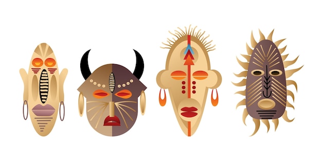 Conjunto vectorial de minimalismo de máscaras africanas