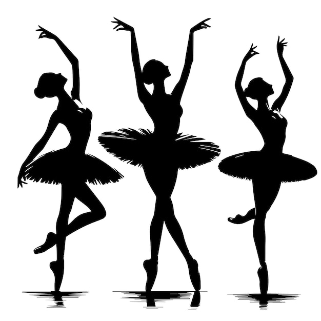 conjunto vectorial de mujeres de ballet con un estilo de silueta simple