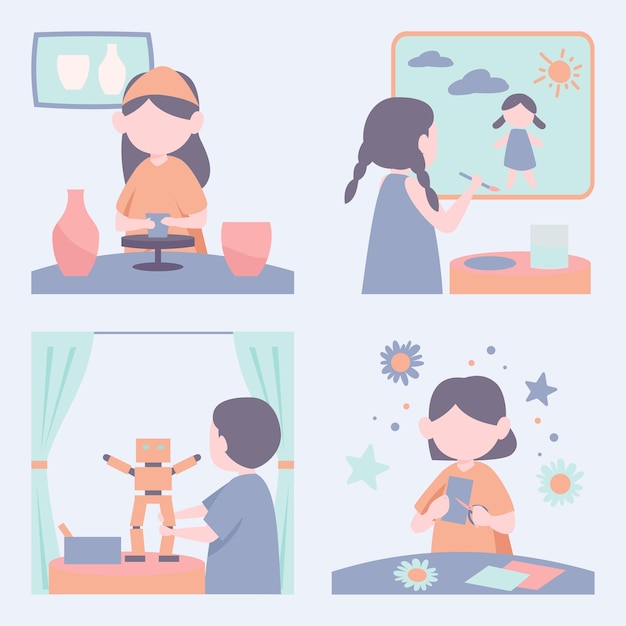 Conjunto vectorial de niños