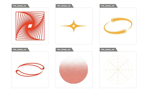 Conjunto vectorial de objetos de activos gráficos extraordinarios Y2K en estilo y2k