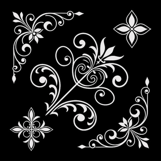 Conjunto vectorial de ornamentos florales decorativos y elegantes