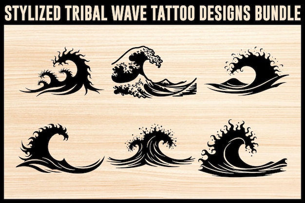 Conjunto vectorial de paquetes de tatuajes de ondas tribales