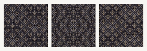 Conjunto vectorial de patrones de florecimiento vintage sin costuras