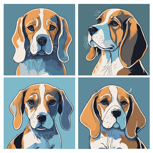Vector conjunto vectorial del perro beagle