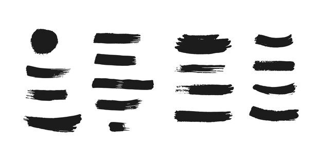 Conjunto vectorial de pinceladas Grunge Textura de pintura de forma para el diseño