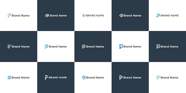 Conjunto vectorial de plantilla de logotipo p para empresa o persona
