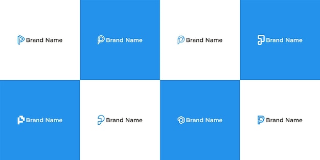 Conjunto vectorial de plantilla de logotipo p para empresa o persona