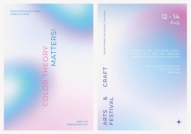 Conjunto vectorial de plantillas de carteles de gradiente de arte y diseño Conjunto de carteles en varios diseños Conjunto vectorio de diseño de gradientes de carteles Conjunto estético de diseño de carteles holográficos pastel Cartel holográfico de gradientes pastel