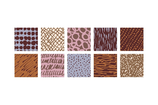 Conjunto vectorial de plantillas cubierta abstracta contemporánea y patrones para envases de chocolate y cacao con etiquetas fondos modernos mínimos