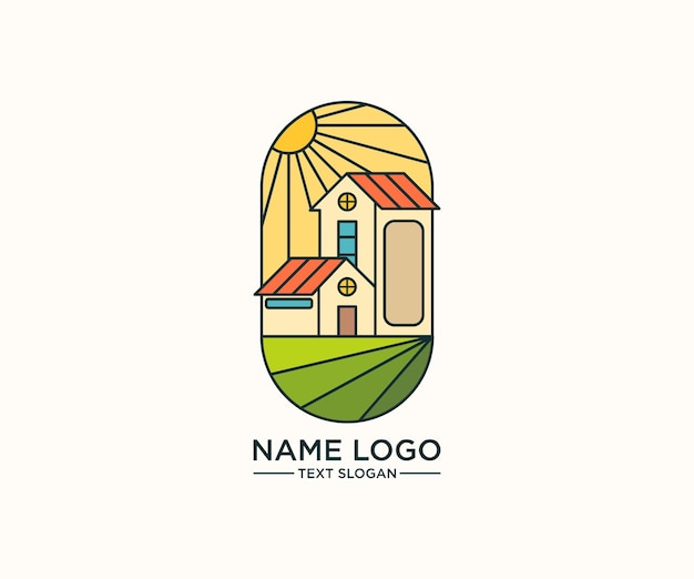 Conjunto vectorial de plantillas de diseño de logotipos y emblemas en casas de campo de estilo lineal de moda y residentes