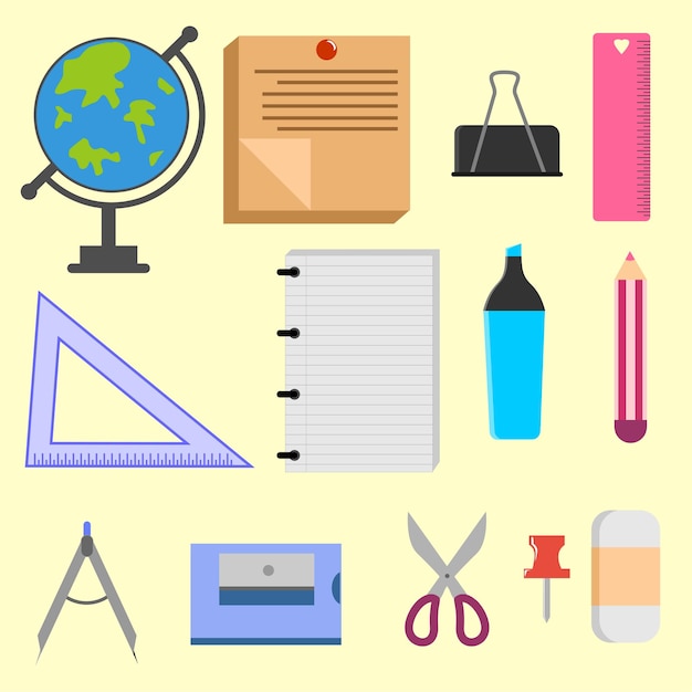Conjunto vectorial de plantillas y elementos de diseño para la escuela