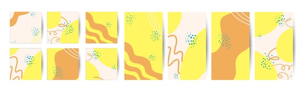 Vector conjunto vectorial de plantillas para postales y carteles de redes sociales de instagram fondos abstractos