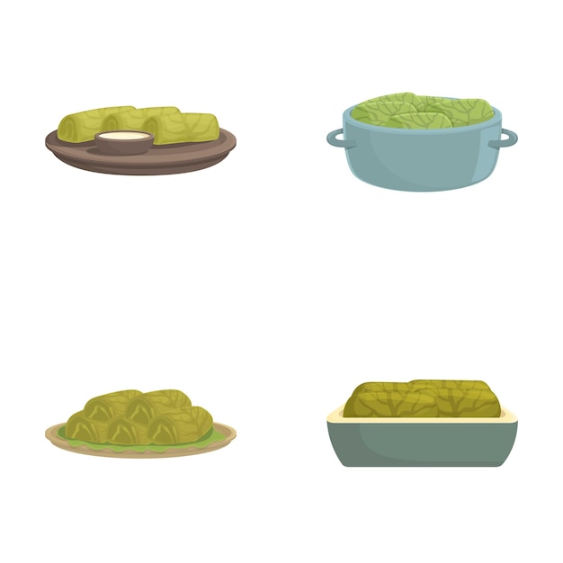 Conjunto vectorial de platos de repollo variados