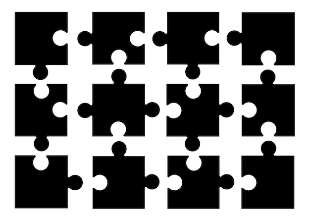 conjunto vectorial de puzles de siluetas negras de puzle fondo abstracto con puzle