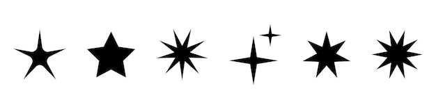 Conjunto vectorial retro de iconos de estrellas de brillo futurista Colección de formas de estrellas Y2k signos abstractos Elementos de brillo fresco abstractos para diseño de pancartas o carteles