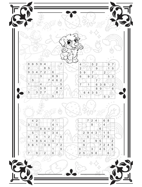 Conjunto vectorial de rompecabezas de juego de sudoku con números