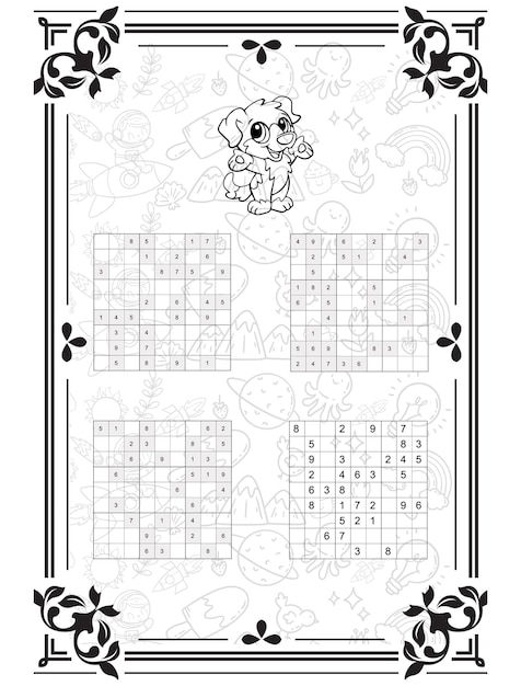 Conjunto vectorial de rompecabezas de juego de sudoku con números