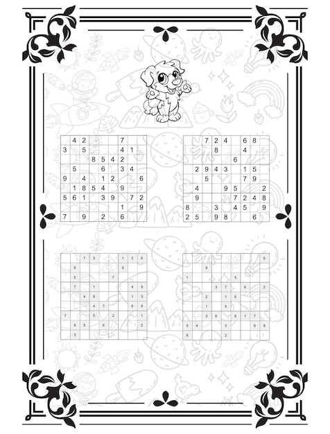 Conjunto vectorial de rompecabezas de juego de sudoku con números
