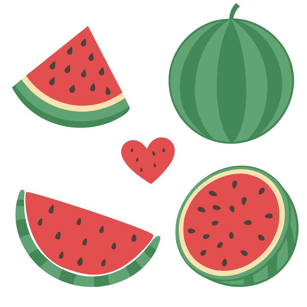 Conjunto vectorial de sandías bocadillas de sandía diseño de colección de frutas tropicales para póster interior