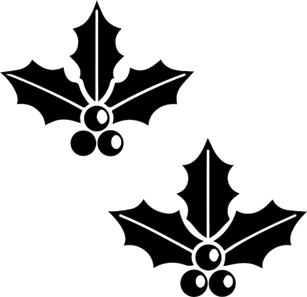 El conjunto vectorial de silueta de Christmas Holly El conjunto de ilustraciones vectoriales del logotipo de Christmas Holly