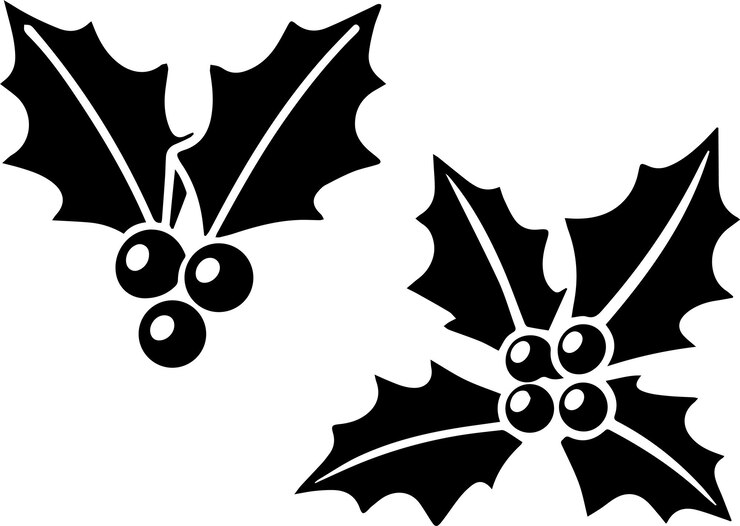El conjunto vectorial de silueta de Christmas Holly El conjunto de ilustraciones vectoriales del logotipo de Christmas Holly
