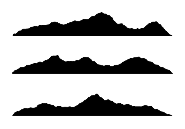 Conjunto vectorial de silueta oscura de la montaña