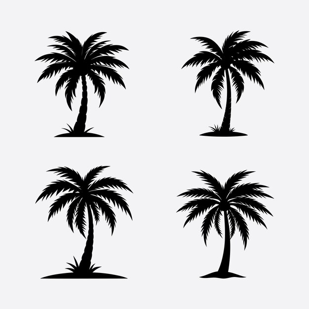 conjunto vectorial silueta de palma