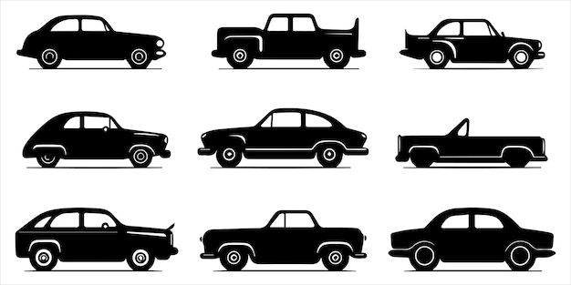 Conjunto vectorial de siluetas de automóviles