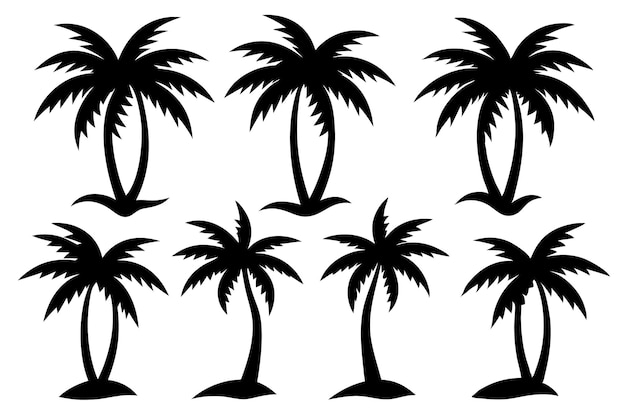 Conjunto vectorial de siluetas de palmeras