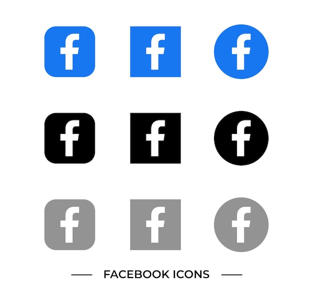 El conjunto vectorial de símbolos de Facebook y logotipos de redes sociales
