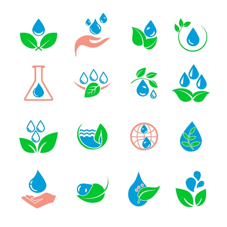 Vector conjunto vectorial de símbolos de gotas de agua