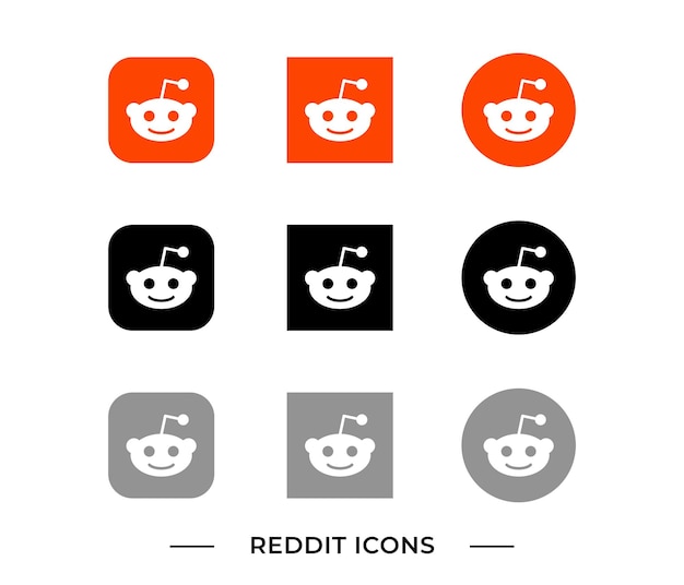 El conjunto vectorial de símbolos de Reddit y el logotipo de las redes sociales