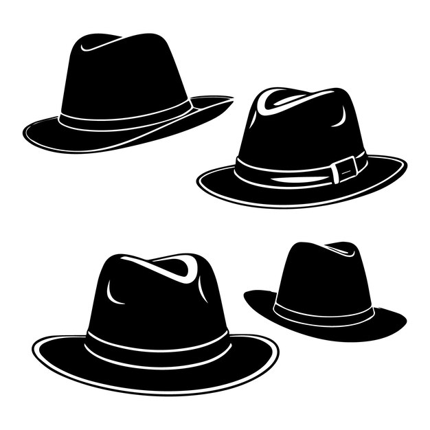 Conjunto vectorial de sombreros diseño de siluetas negras