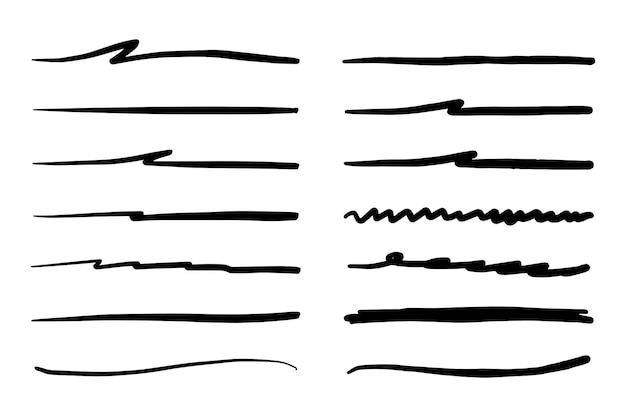 Conjunto vectorial de subrayado dibujado a mano