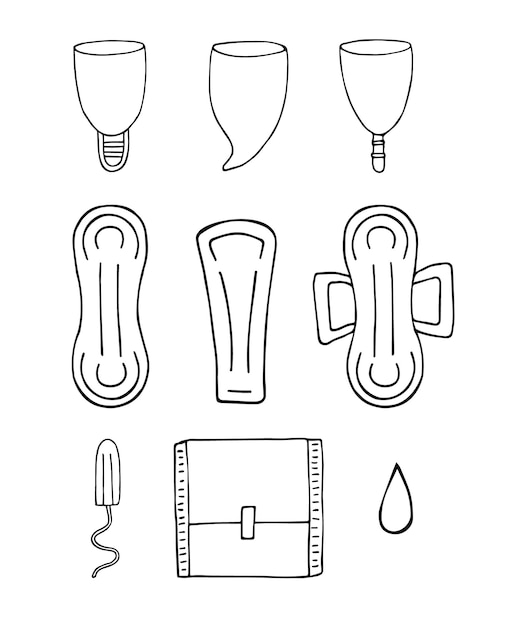 Conjunto vectorial de tampón de almohadilla menstrual de garabato