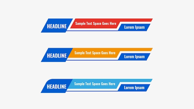 Conjunto vectorial del tercer estandarte de diseño inferior del paquete