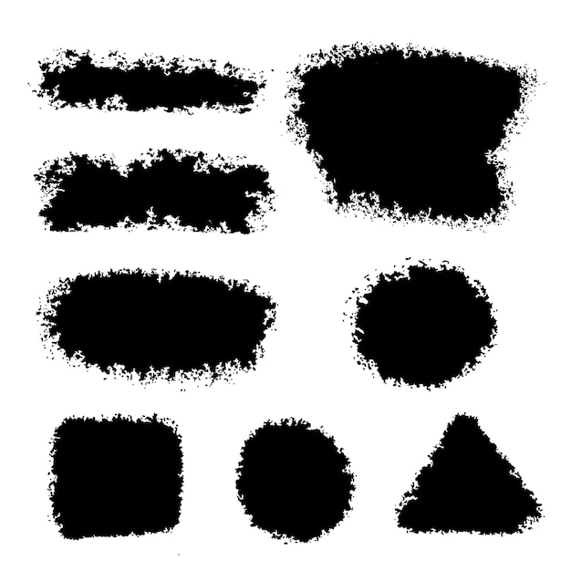 Conjunto vectorial de trazos y manchas dibujados a mano Manchas de tinta de diferentes formas Monocromo monocromo