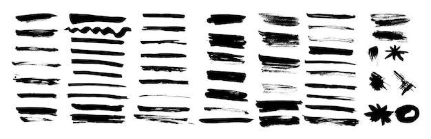 Conjunto vectorial de trazos de pincel dibujados a mano Colección Grunge