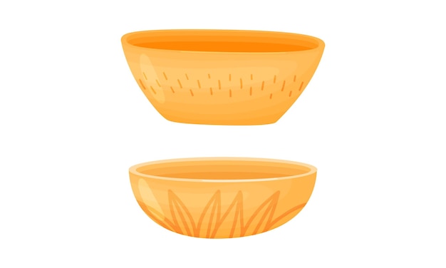 Conjunto vectorial de vaso vacío de cerámica o arcilla en forma para flores decorativas