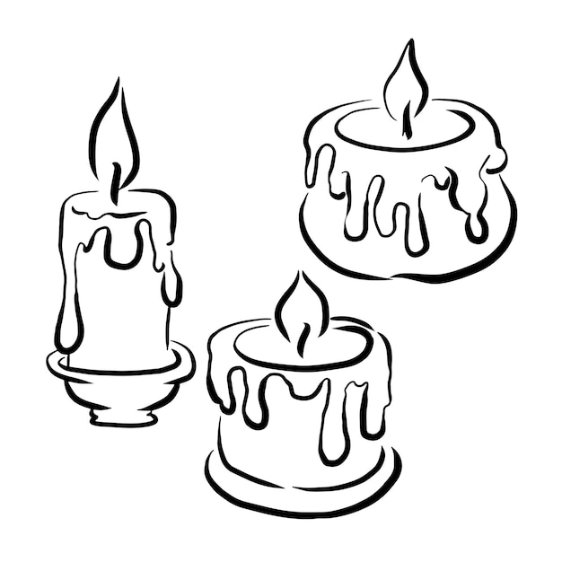 Vector conjunto vectorial de velas dibujado a mano