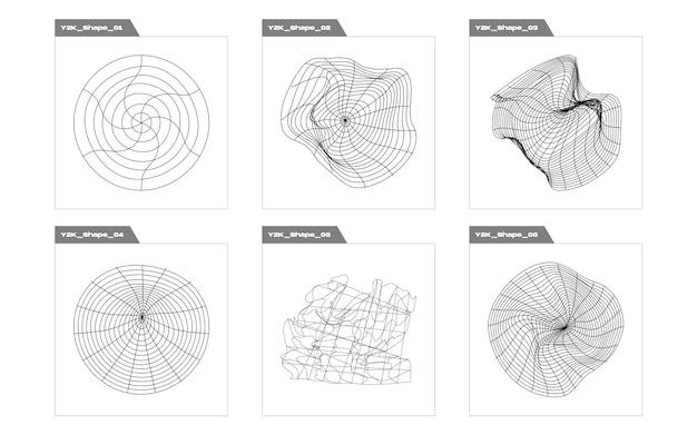 Conjunto vectorial de Y2K Brutalism formas de estrellas y flores Elementos para decoración gráfica