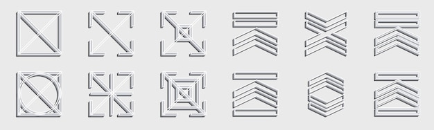 Conjunto vectorial de Y2K Colección de símbolos geométricos gráficos abstractos Formas de formas simples