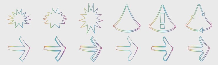 Vector conjunto vectorial de y2k gran colección de objetos geométricos gráficos abstractos bauhaus abstracto y estilo cósmico boho