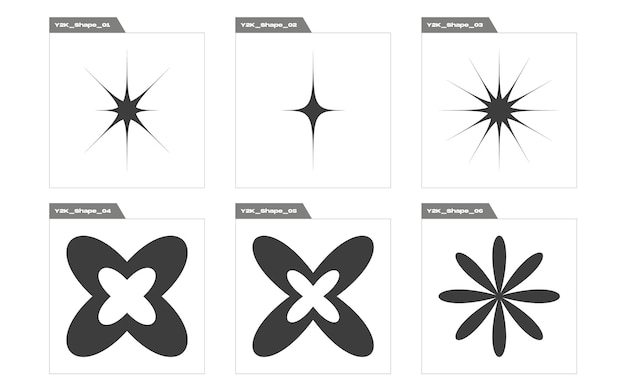 Conjunto vectorial de Y2K Gran colección de símbolos geométricos gráficos abstractos Para camisetas modernas diseñadas