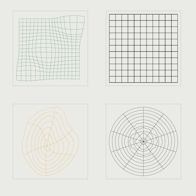 Conjunto vectorial de Y2K Gran colección de símbolos geométricos gráficos abstractos Iconos minimalistas planos
