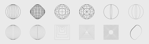 Conjunto vectorial de Y2K Gran conjunto de objetos retro para adornos de diseño para decoración