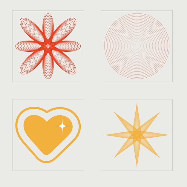 Conjunto vectorial de Y2K Gran conjunto de objetos retro para diseño Elementos para decoración gráfica