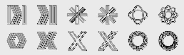 Conjunto vectorial de Y2K Gran conjunto de objetos retro para el diseño Formas abstractas de bauhaus