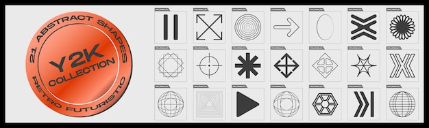 Conjunto vectorial de Y2K Gran conjunto de objetos retro para el diseño Formas abstractas de bauhaus